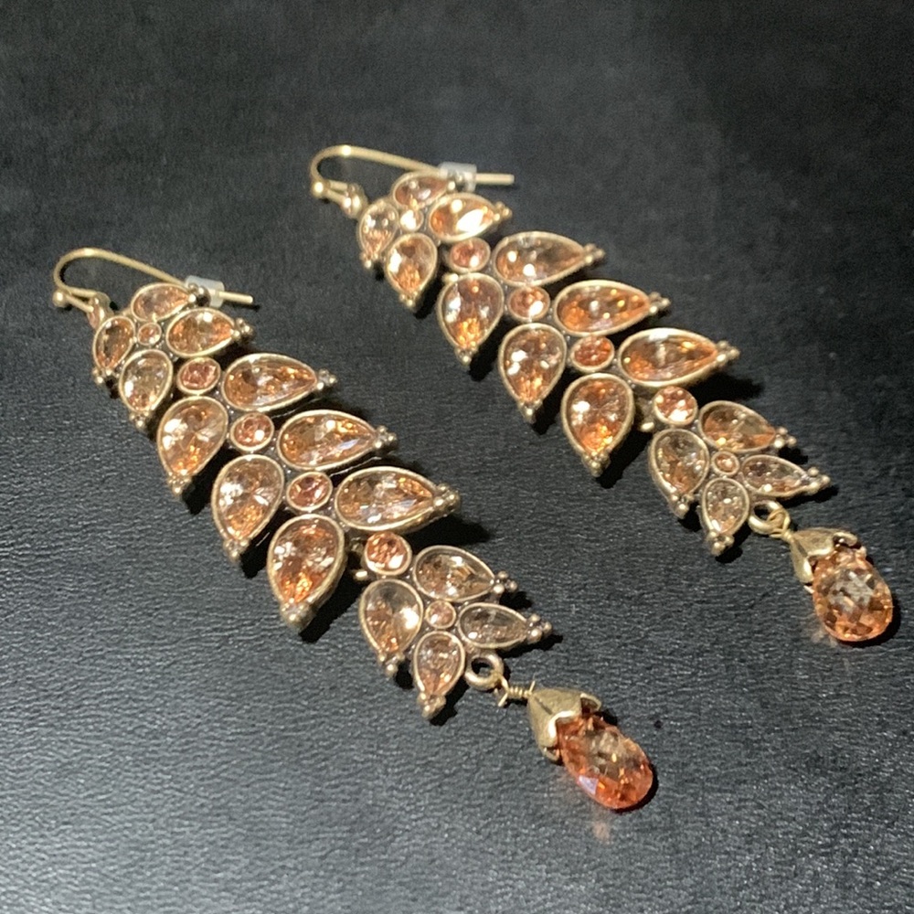 Peach Crystal Drop Earrings